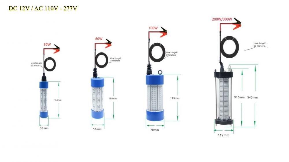 500W Green LED Fishing Light 30m Depth