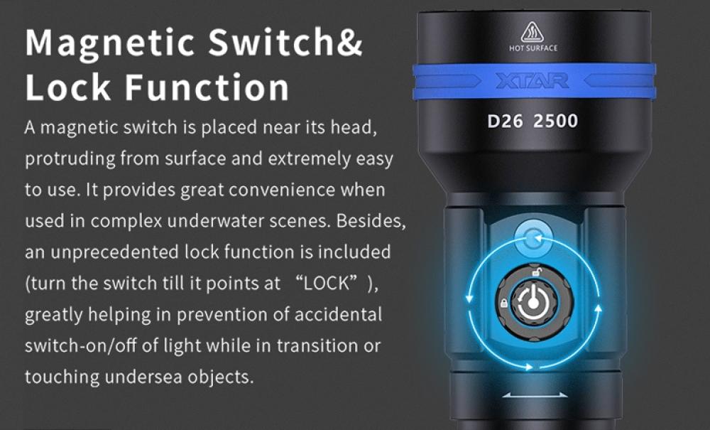 2500 Lumens Diving Flashlight IPX8 Waterproof