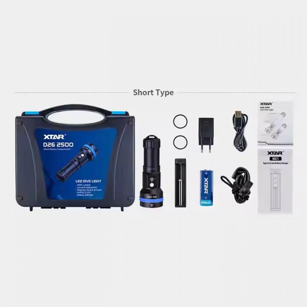D26 2500 Lumen Diving Flashlight IPX8 Waterproof