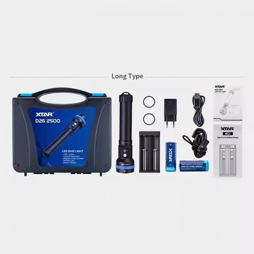 D26 2500 Lumen Diving Flashlight IPX8 Waterproof