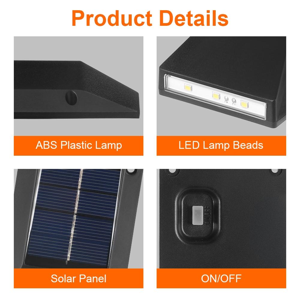 Outdoor Solar Wall Light Waterproof 6 LED Up Down