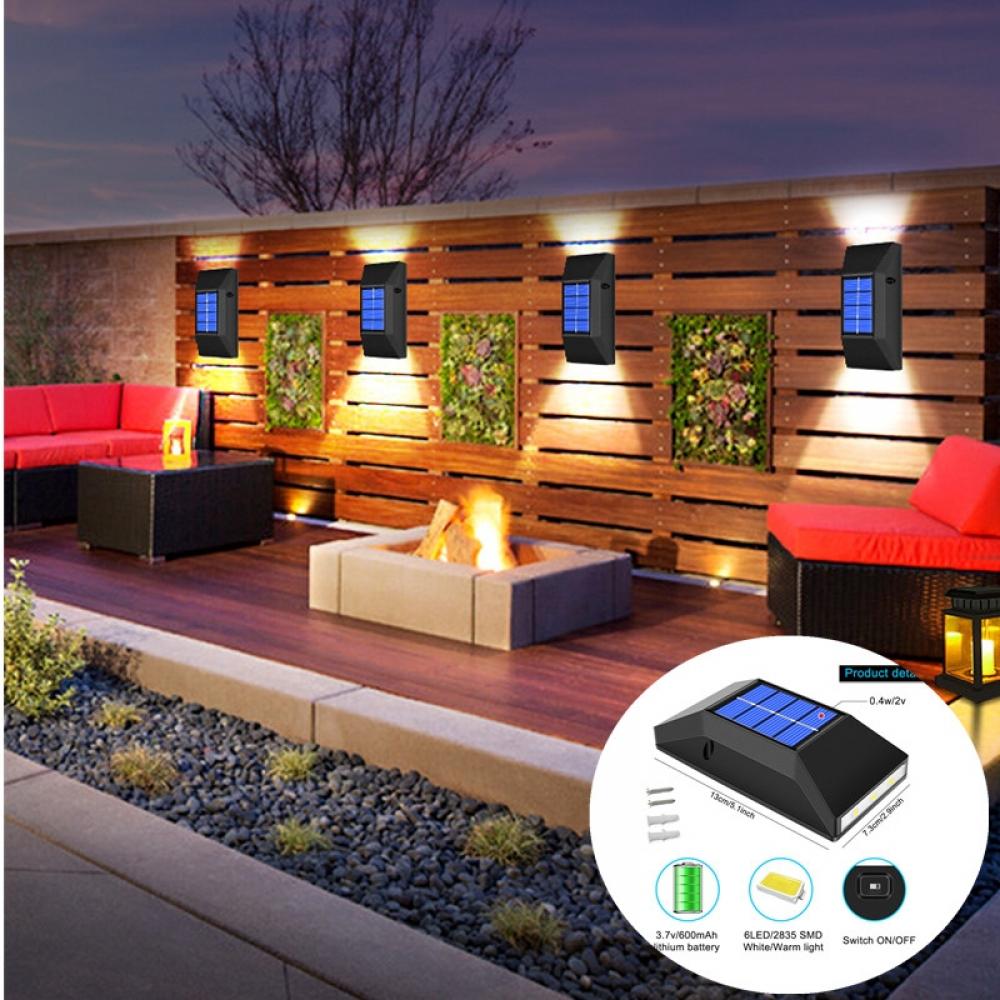 Outdoor Solar Wall Light Waterproof 6 LED Up Down