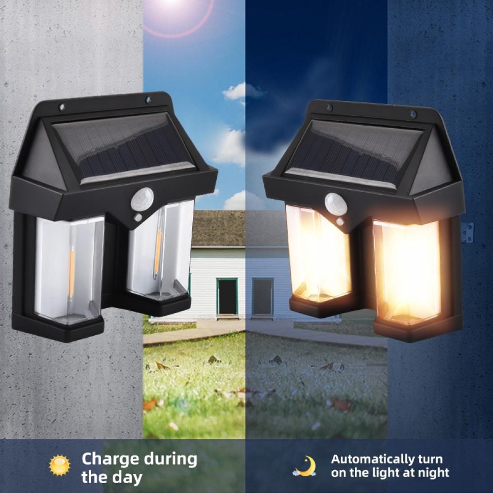Dual Head Solar Motion Sensor Dimming Wall Light