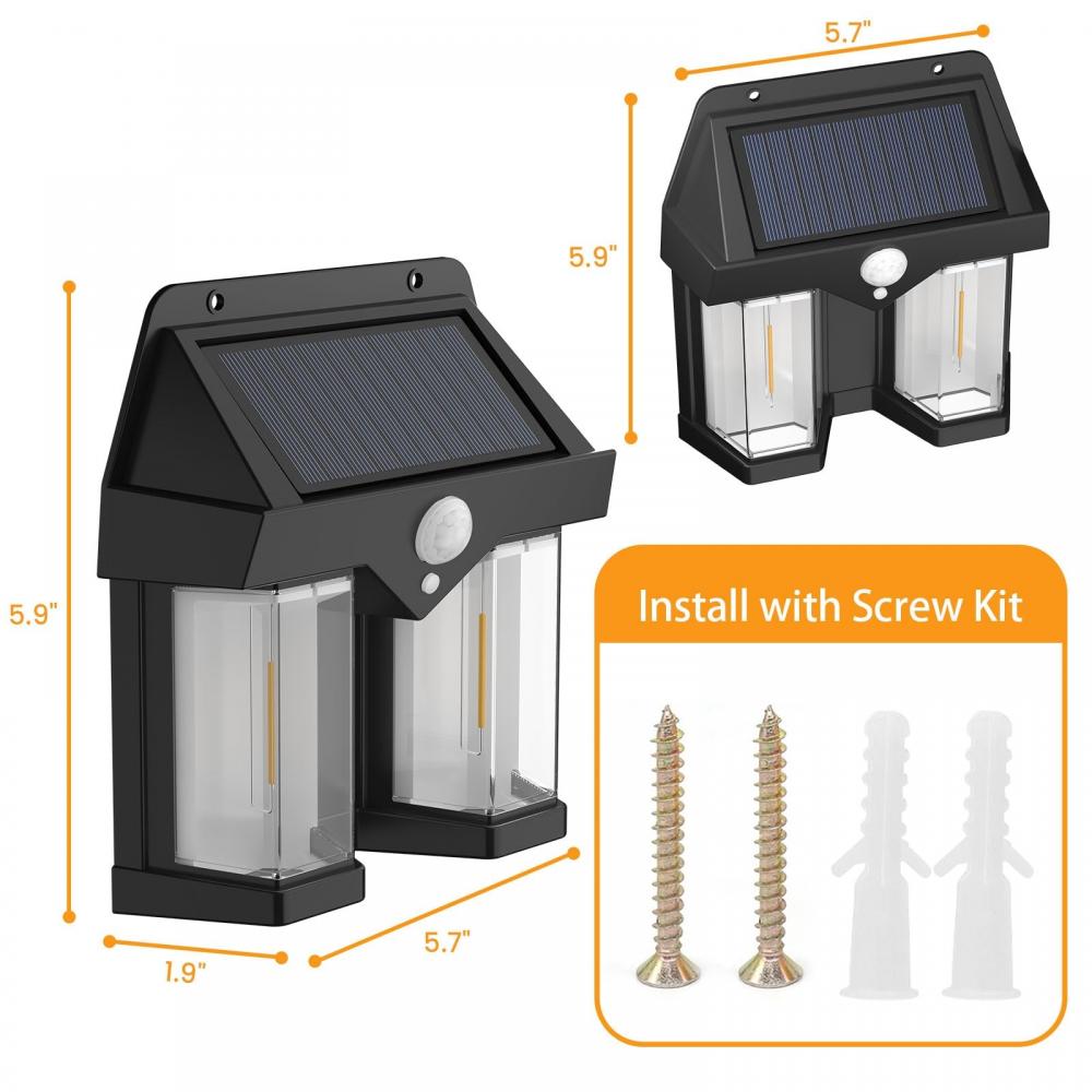 Dual Head Solar Motion Sensor Dimming Wall Light