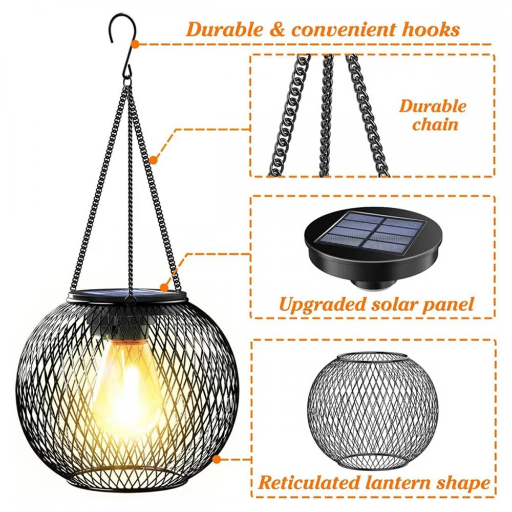 Solar Hanging Lantern Retro Iron Automatic Lighting