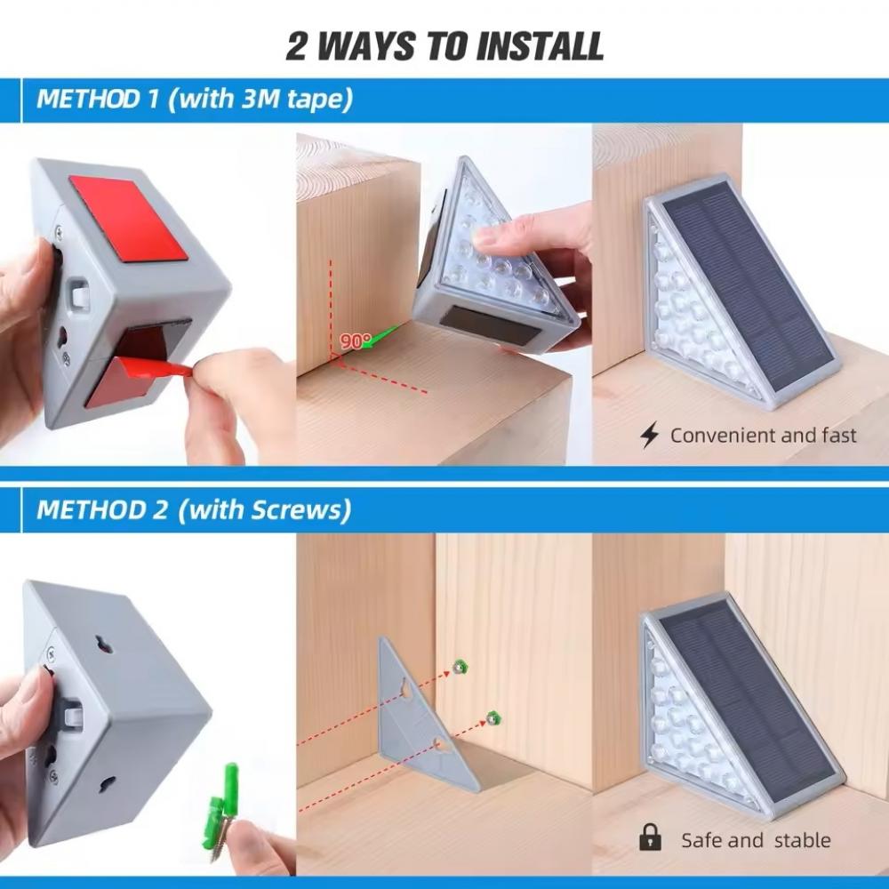 Anti Theft Solar Stair Lights 13 LEDs Waterproof