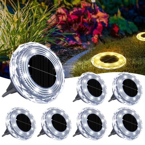 Solar Powered LED Disk Light Waterproof 8 LEDs
