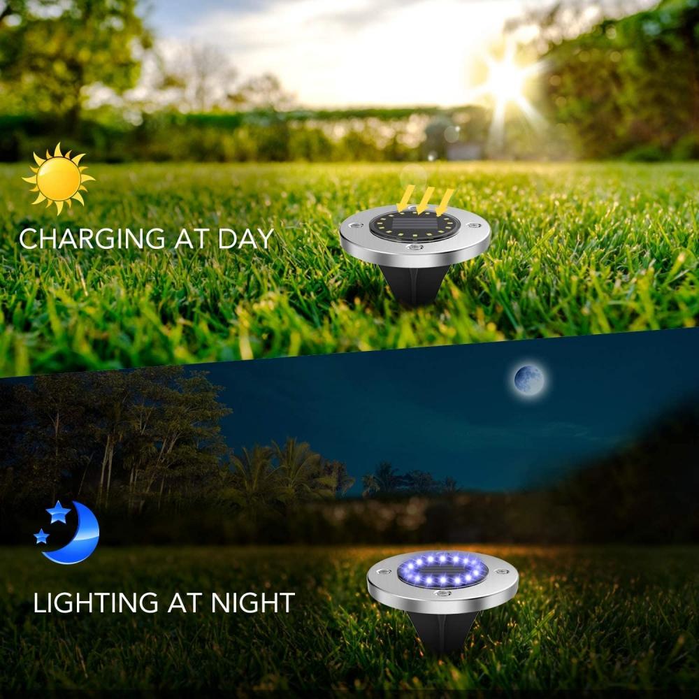 16 LED Solar Ground Lights for Garden Pathway