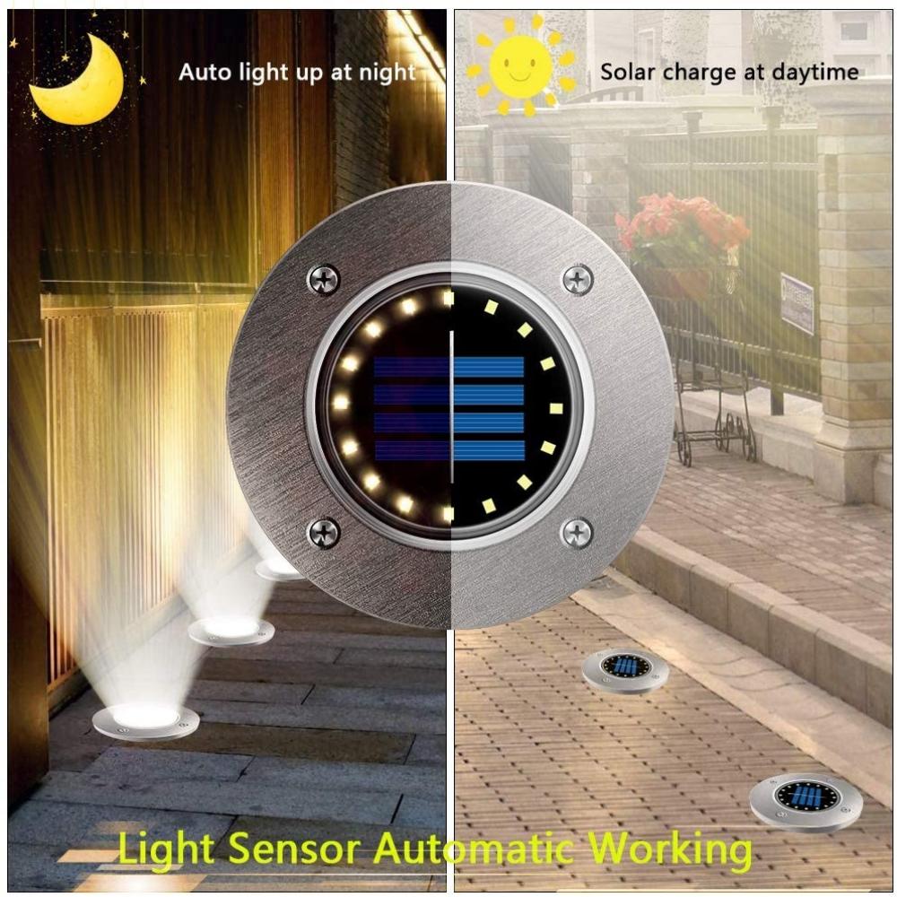 16 LED Solar Ground Lights for Garden Pathway