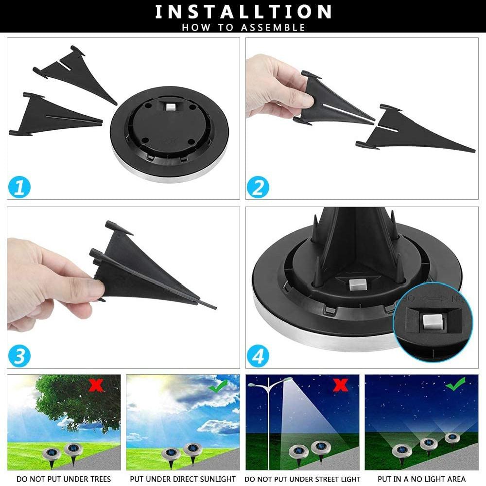 16 LED Solar Ground Lights for Garden Pathway