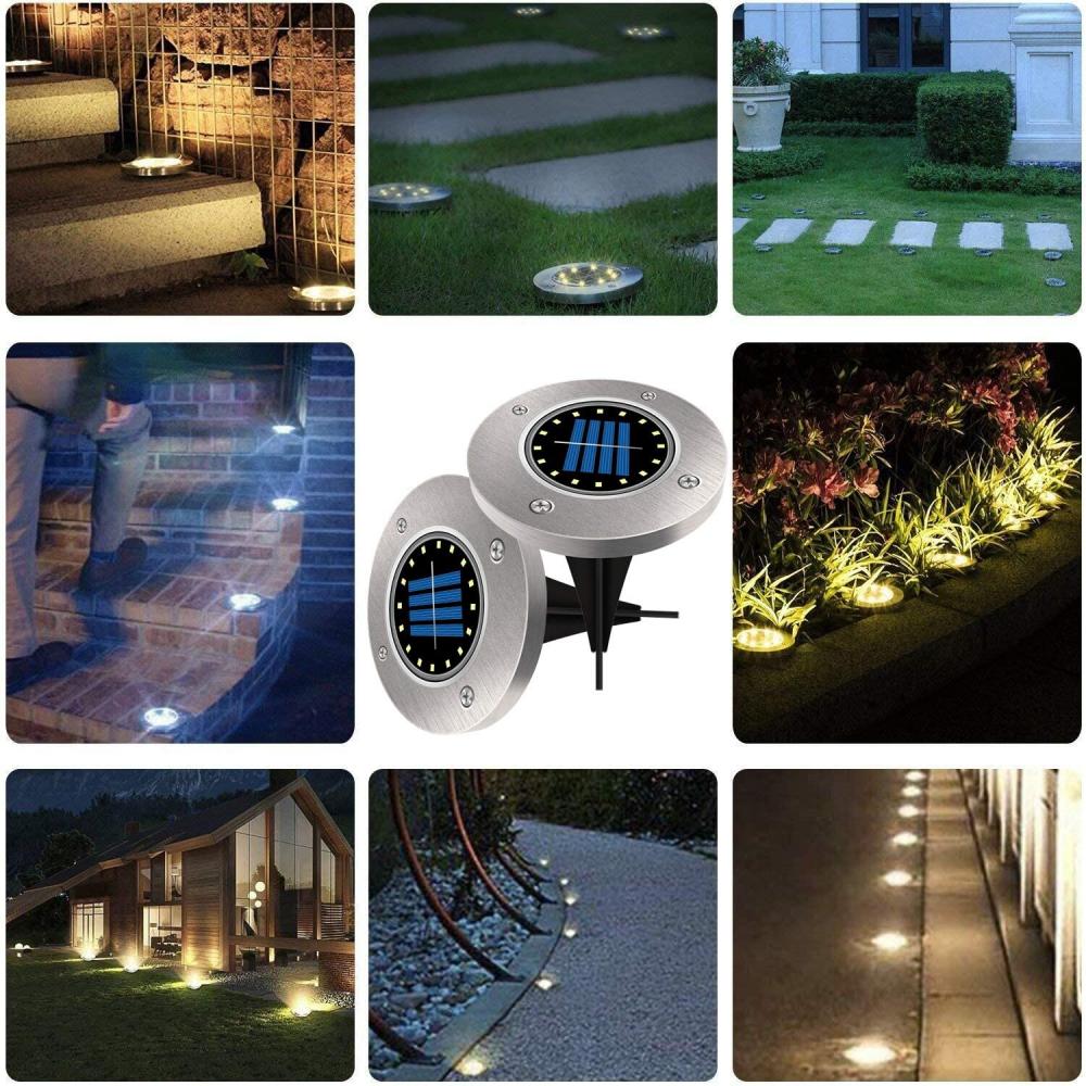 16 LED Solar Ground Lights for Garden Pathway
