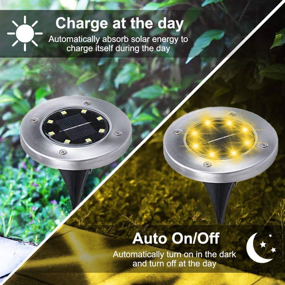 Outdoor Solar 8 LED RGB Spotlights for Garden Patio