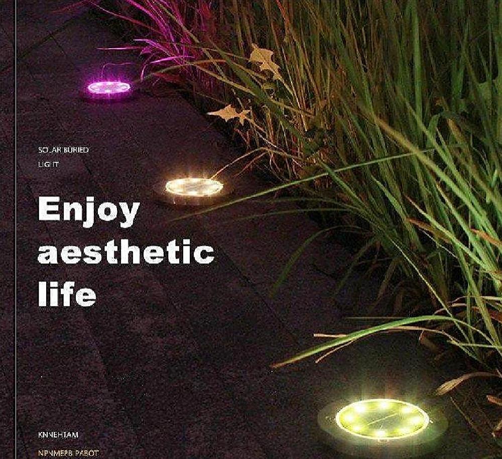 Outdoor Solar 8 LED RGB Spotlights for Garden Patio