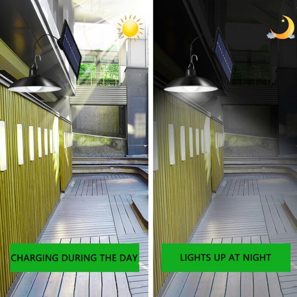 Solarbetriebene LED-Hängeleuchte mit Doppelkopf