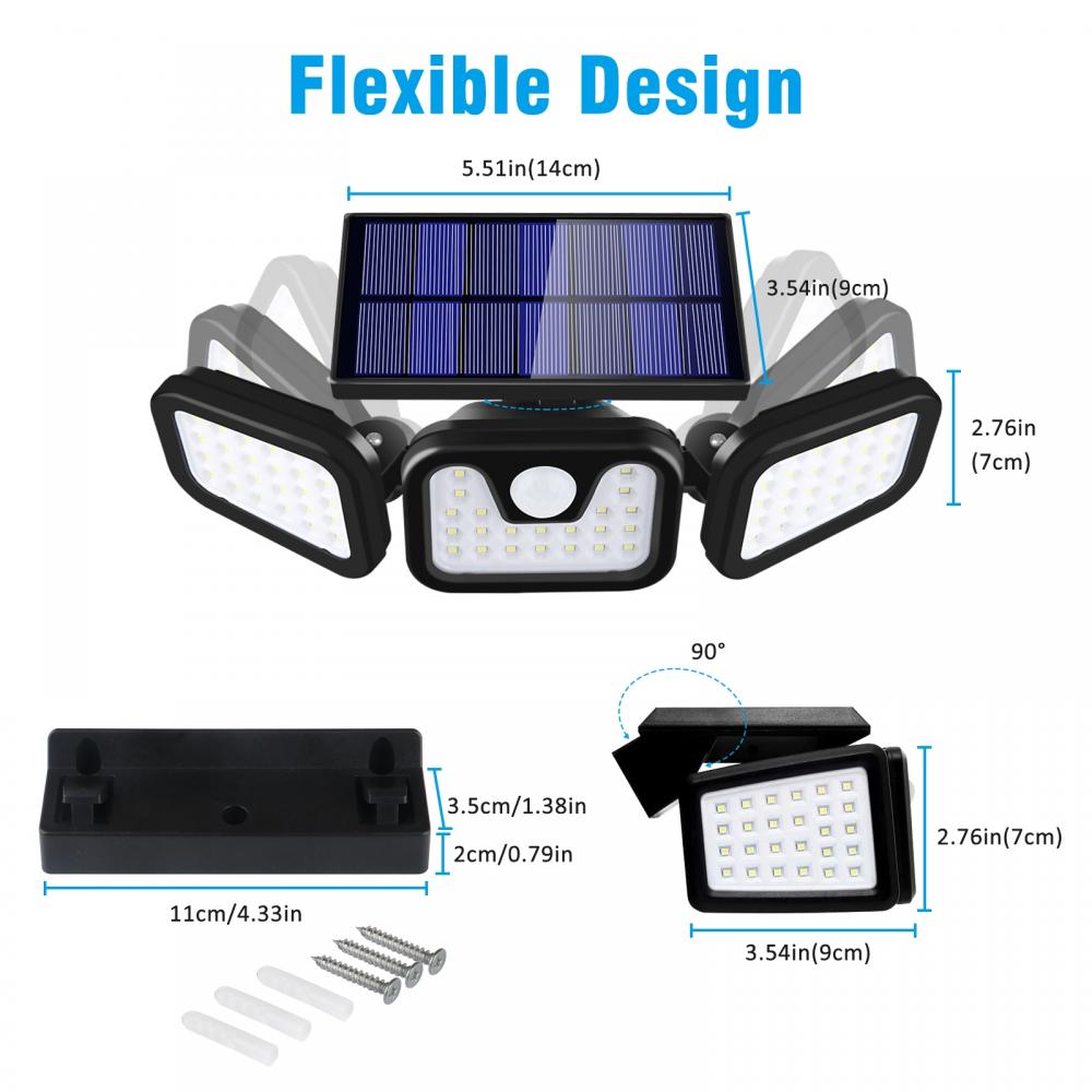 Εξωτερικό φωτιστικό τοίχου με ηλιακό αισθητήρα κίνησης 74 LED