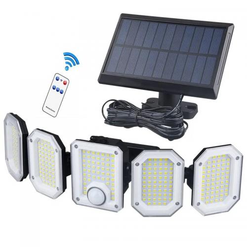 300 LED Outdoor 5 Heads Motion Sensor Solar Wall Light