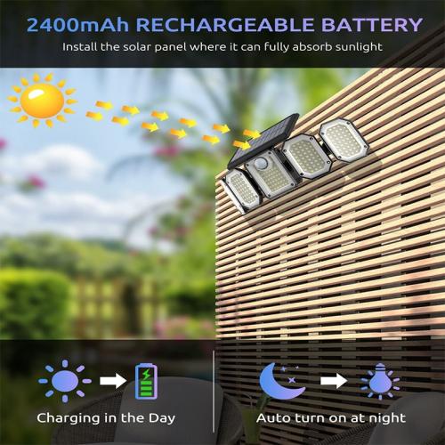 300 LED Outdoor 5 Heads Motion Sensor Solar Wall Light