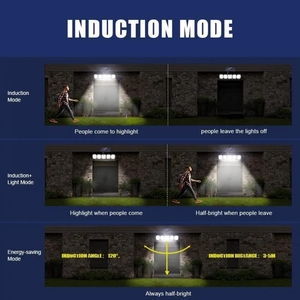 300 LED Outdoor 5 Heads Motion Sensor Solar Wall Light