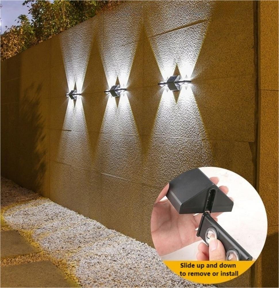 Εξωτερικό ζεστό λευκό ηλιακό φωτιστικό τοίχου με χωριστή σχεδίαση