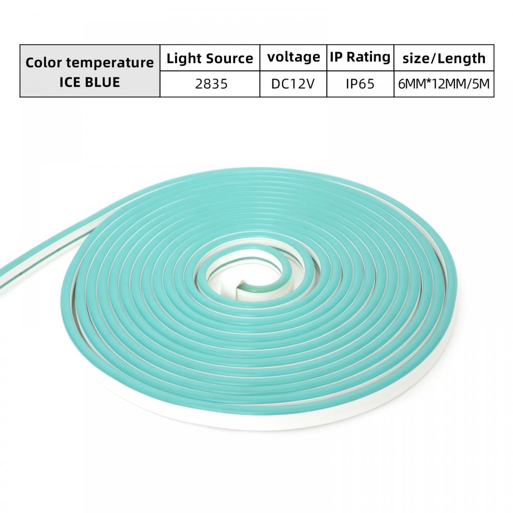 5m IP65 6x12mm Ice Blue LED Flexible Neon Light