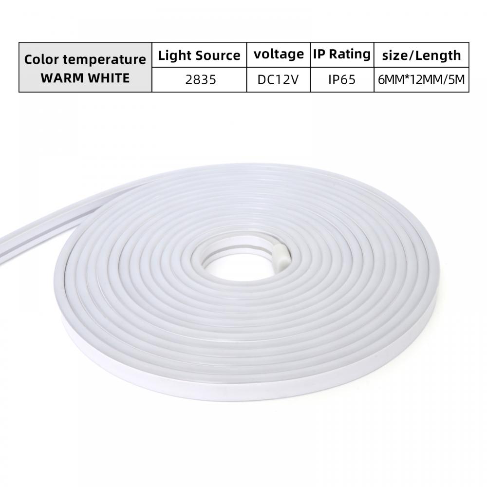 5m IP65 6x12mm 4500K Warm White LED Flexible Neon Light