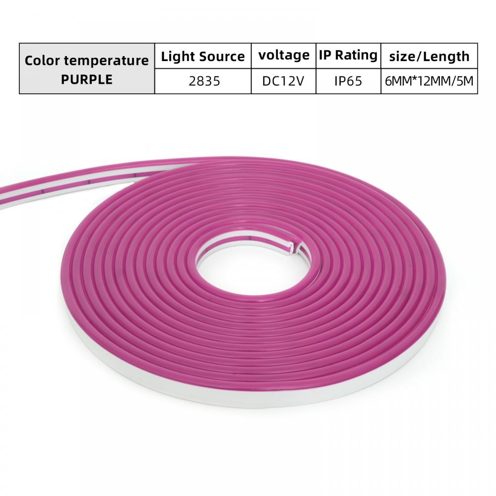 5m IP65 6x12mm Purple LED Flexible Neon Light