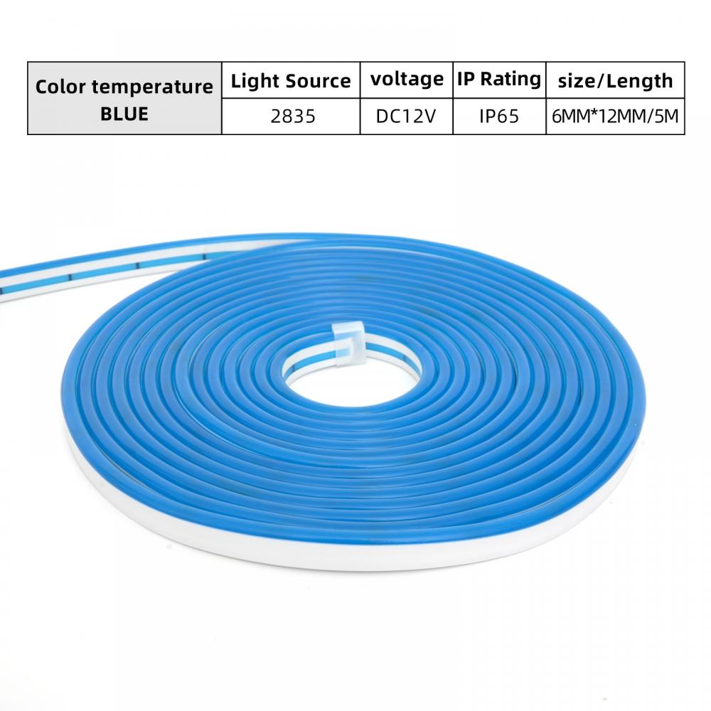 5m IP65 6x12mm Blue LED Flexible Neon Light