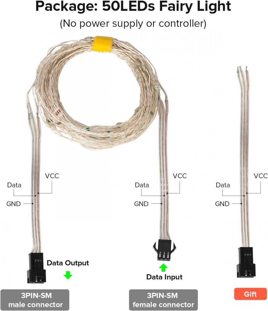 DC5V Addressable RGB 5m 50 LED Pixel String Lights