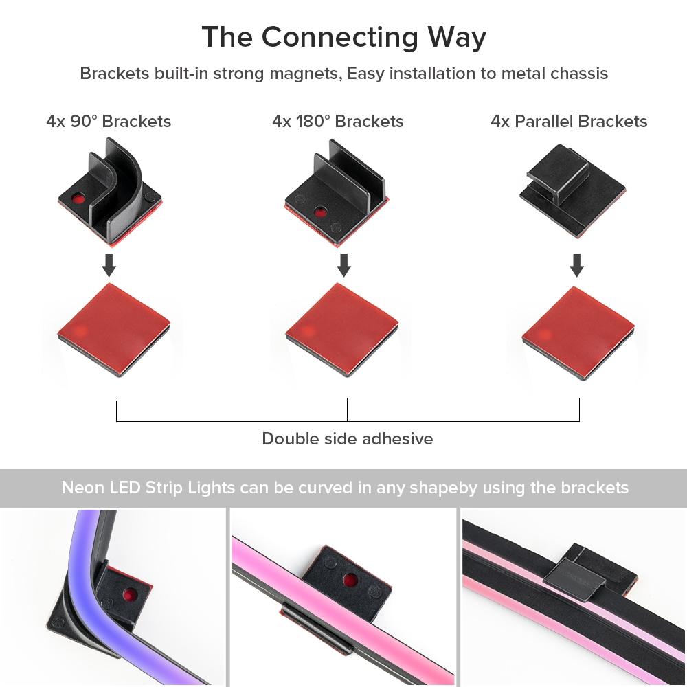 DC5V 2*50cm WS2812B RGB Neon LED Strip Kit with PC Sync