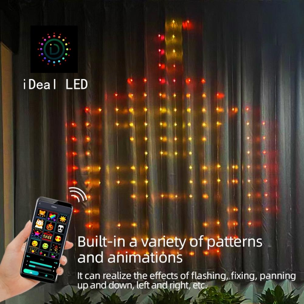 DC5V 5A 20W 3*3 m 400 Leds Smart Curtain String Lights DIY Patterns Music Control