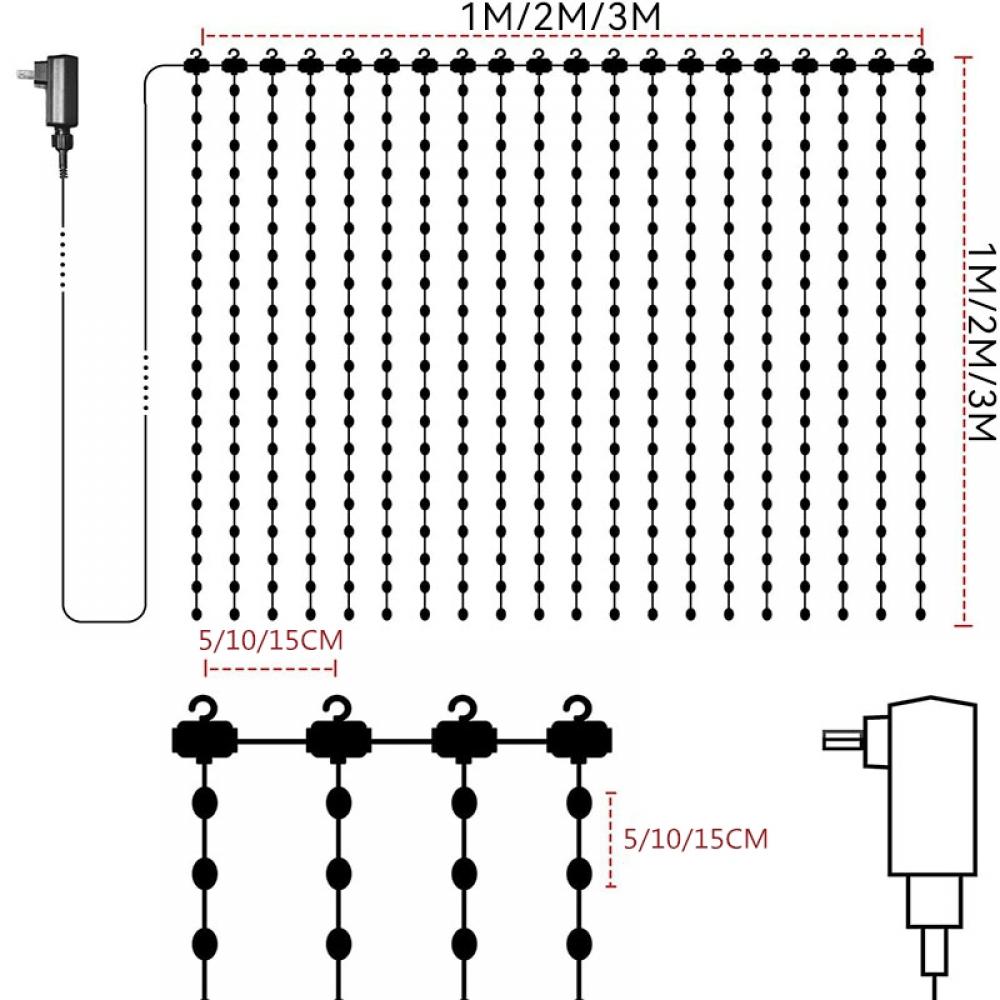 DC5V 5A 20W 3*3 m 400 Leds Smart Curtain String Lights DIY Patterns Music Control