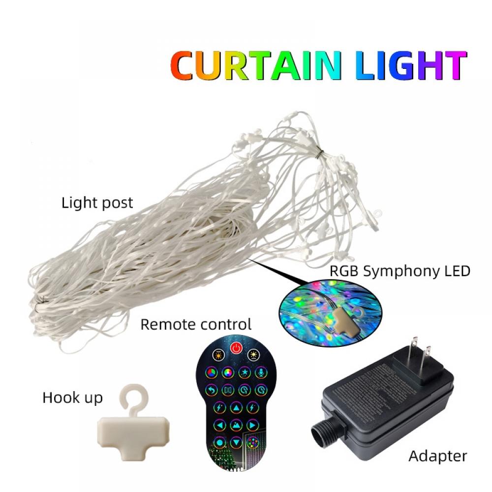 DC5V 5A 20W 3*3 m 400 Leds Smart Curtain String Lights DIY Patterns Music Control