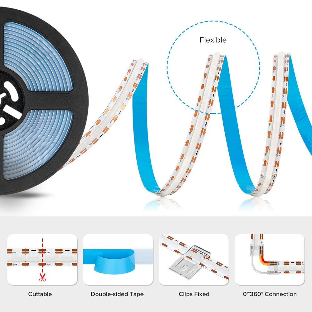 5V 2meter 12mm 180 LEDs/m Programmable SPI COB LED Strip