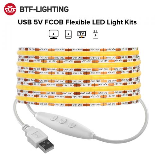 1m USB 5V 8mm 4000KHigh Density Flexible COB LED Strip