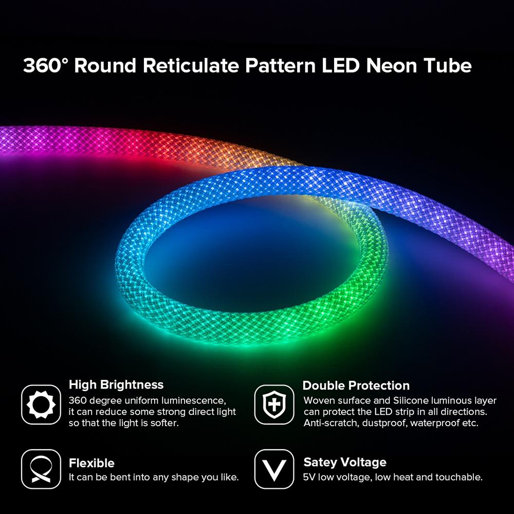 5V 5meter 15.5mm IP67 WS2811 360 Degree RGB Neon Pixel Strip Waterproof