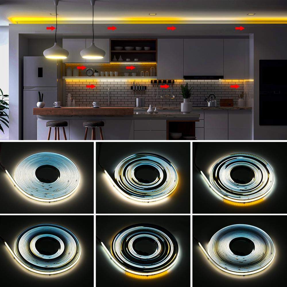 5M Roll DC24V 576leds/m Addressable Dual White COB LED Strip 2700K-6500K