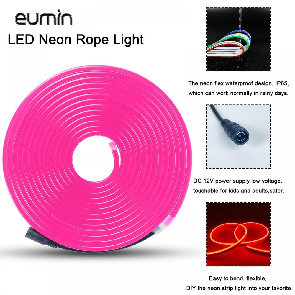 5m 100V-240V Pink Neon Set 8W/M LED Strip Light Rope String