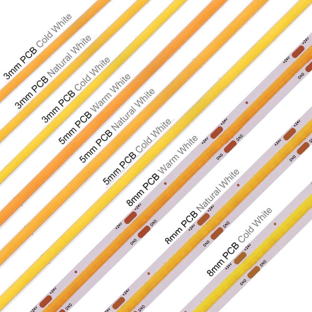 5m DC24V 8mm Flexible COB LED Strip Lights Dimmable
