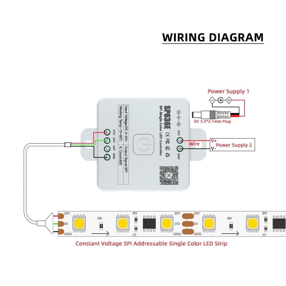SP636E SPI Single Color Controller DC5-24V 600IC