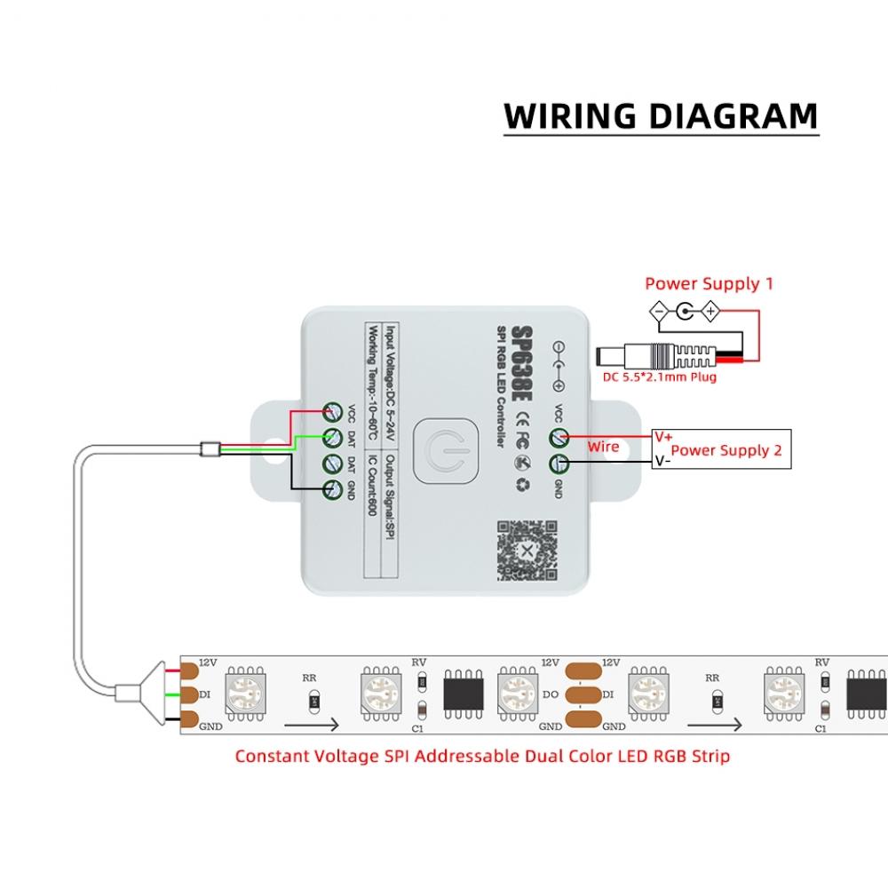 SP638E SPI RGB LED Controller DC 5-24V 600IC