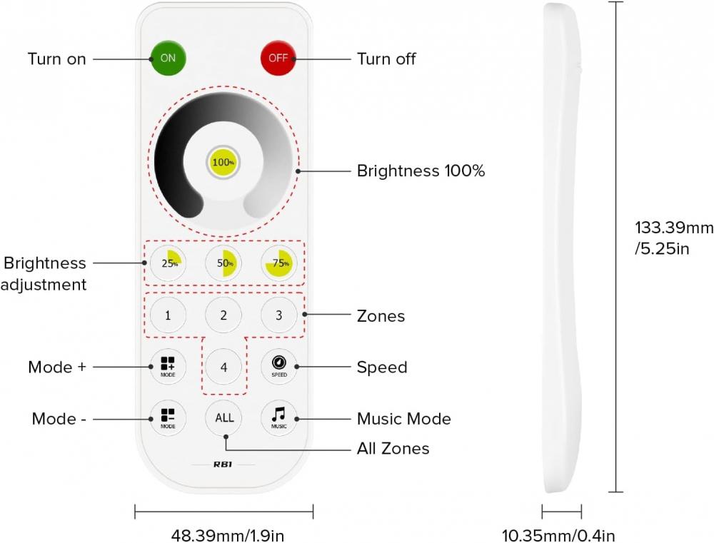 RB1 Remote Panel 2.4GHz RF Multi Zone