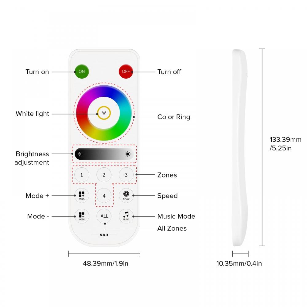 RB3 Wireless RF Remote for RGB LED Strip Control