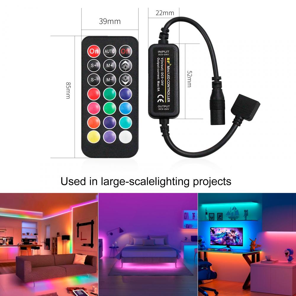 DC5-24V 21Key Wireless RF Mini RGBW Controller