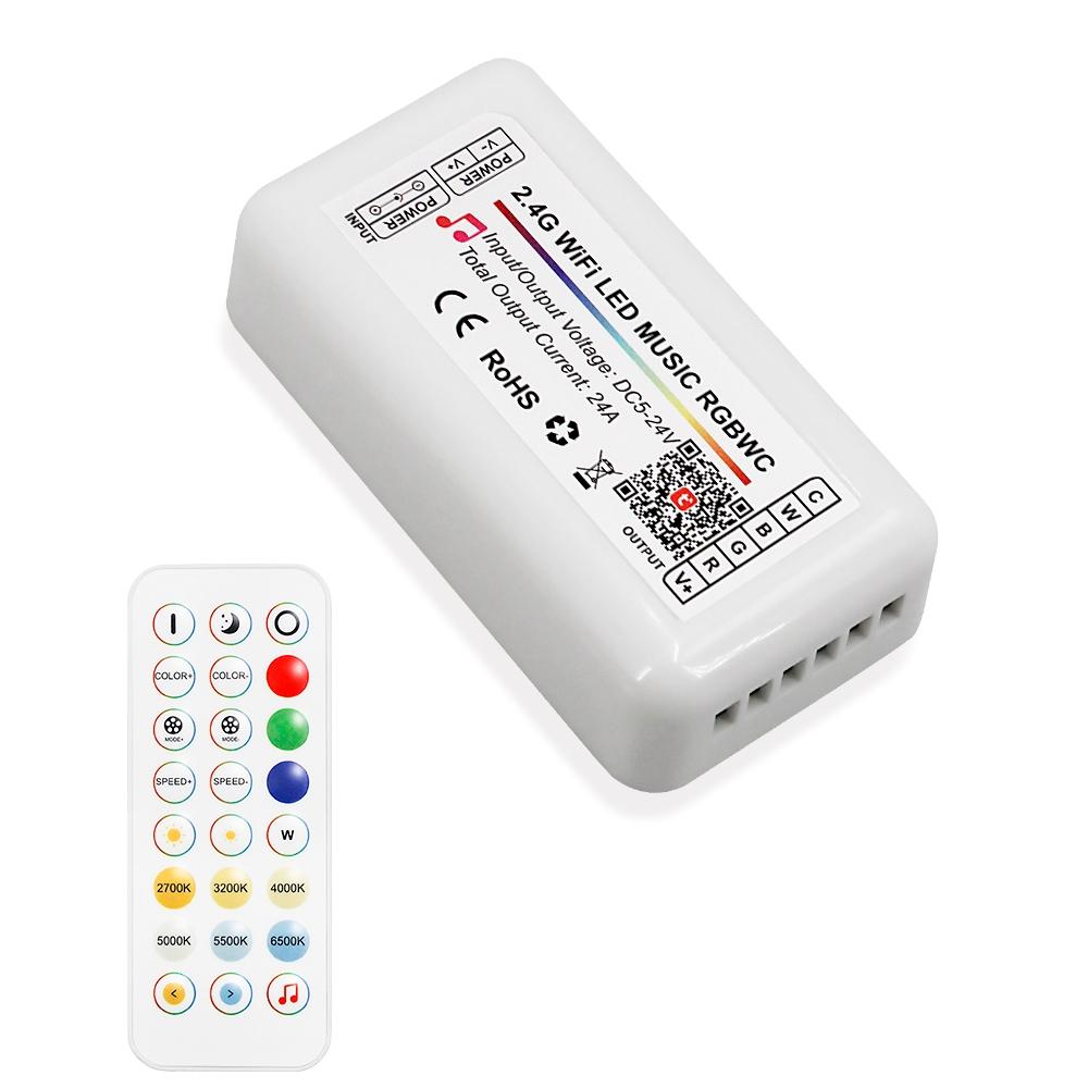DC5-24V 24Keys 2.4G WiFi LED Music RGBWC Controller