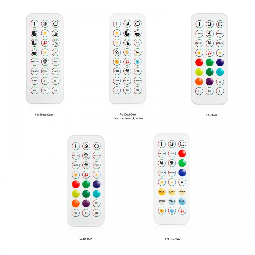 DC5-24V 24Keys 2.4G WiFi LED Music RGBWC Controller