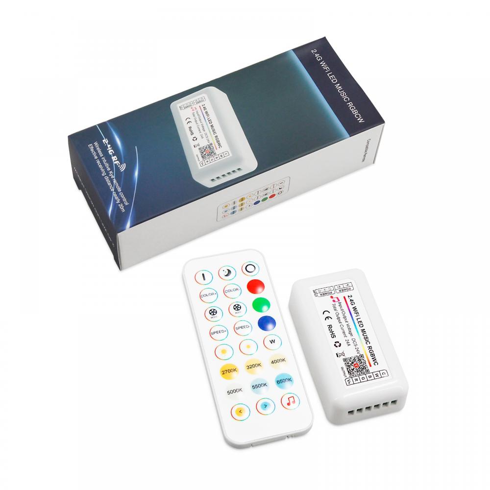 DC5-24V 24Keys 2.4G WiFi LED Music RGBWC Controller