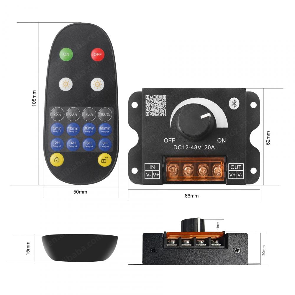 DC12-48V 18Key Smart RF BLE Timing LED Dimmer