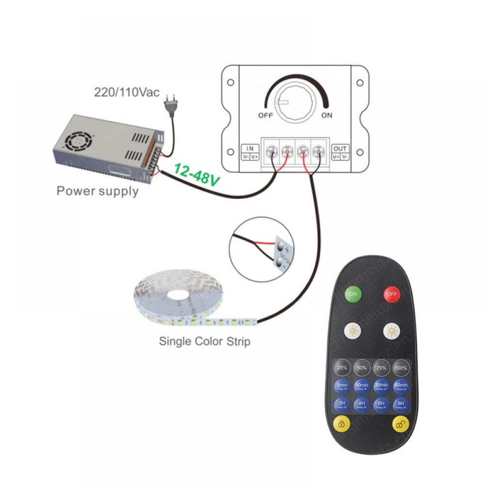 DC12-48V 18Key Smart RF BLE Timing LED Dimmer