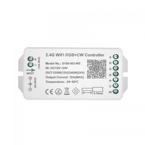 APP DC12-24V 2.4G WiFi RGB+CW Controller 5CH Max 10A