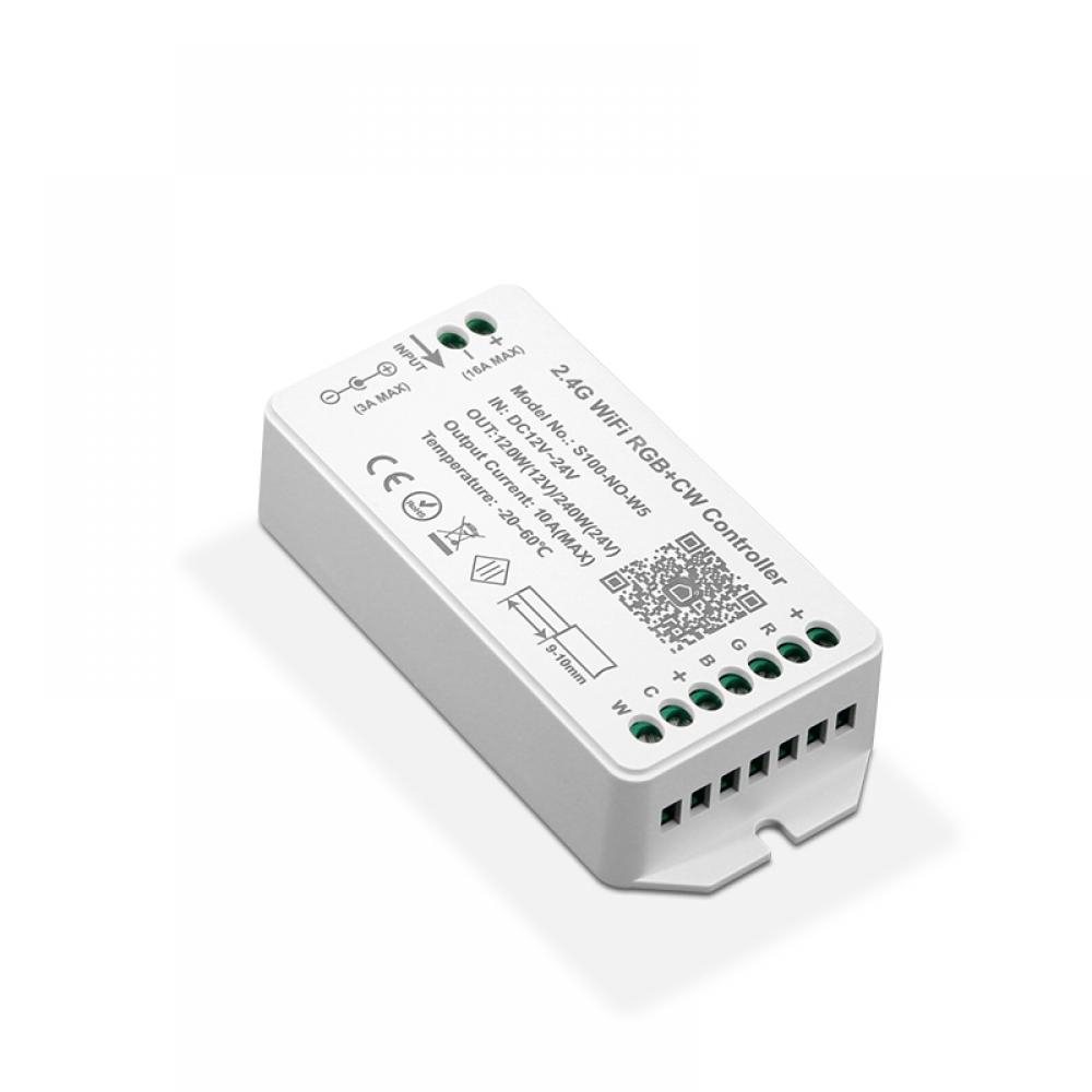 APP DC12-24V 2.4G WiFi RGB+CW Controller 5CH Max 10A